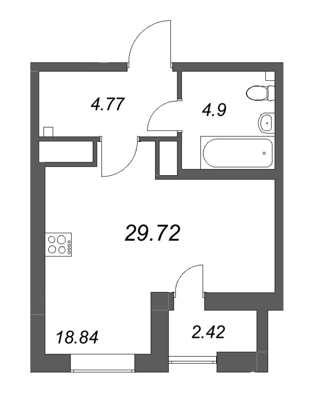 Квартира-студия, 29.72 м² в ЖК "Дефанс Бизнес" - планировка, фото №1