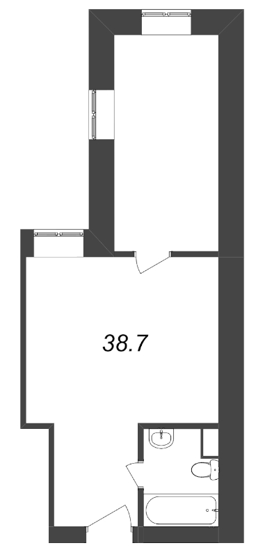 1-комнатная квартира, 60 м² в ЖК "Тележная 21-29" - планировка, фото №1