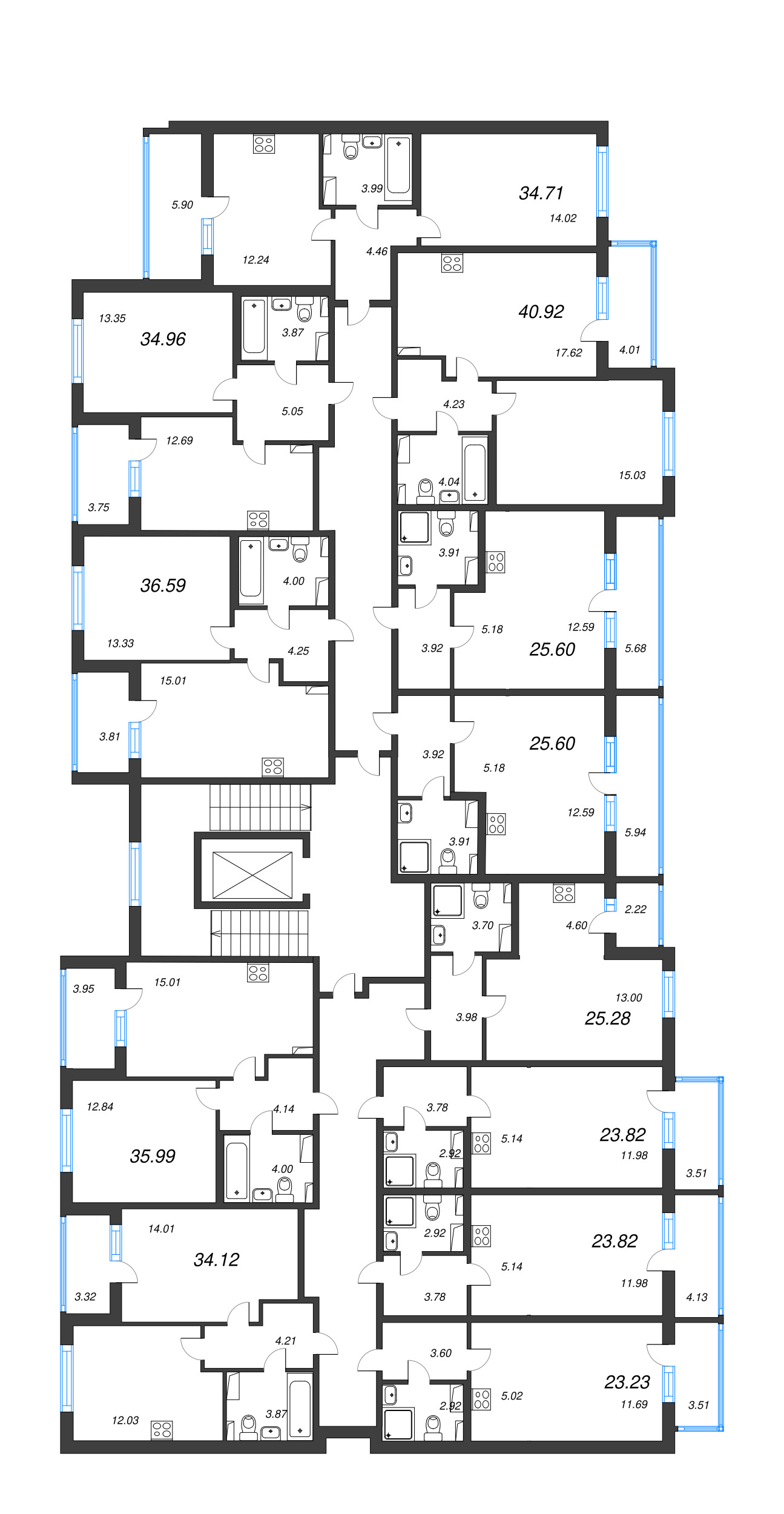 Квартира-студия, 23.82 м² в ЖК "Любоград" - планировка этажа