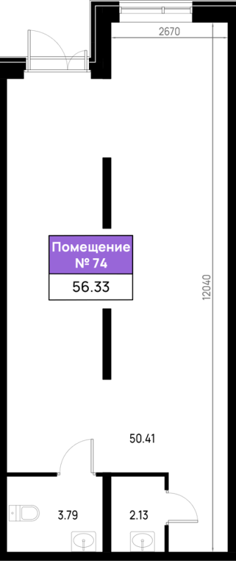 Помещение, 56.33 м² в ЖК "Имена" - планировка, фото №1