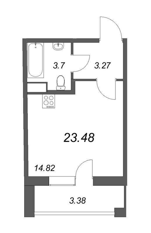 Квартира-студия, 23.48 м² - планировка, фото №1