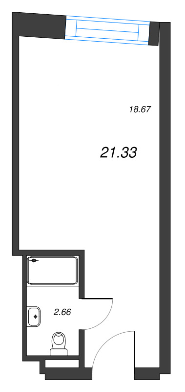 Квартира-студия, 21.33 м² - планировка, фото №1