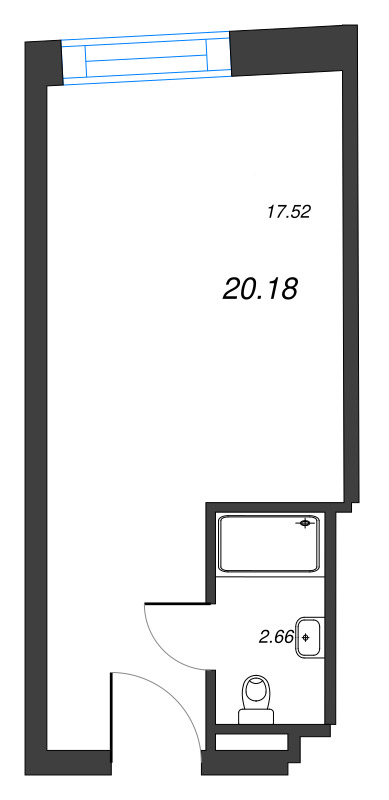 Квартира-студия, 20.18 м² в ЖК "YE’S Leader" - планировка, фото №1
