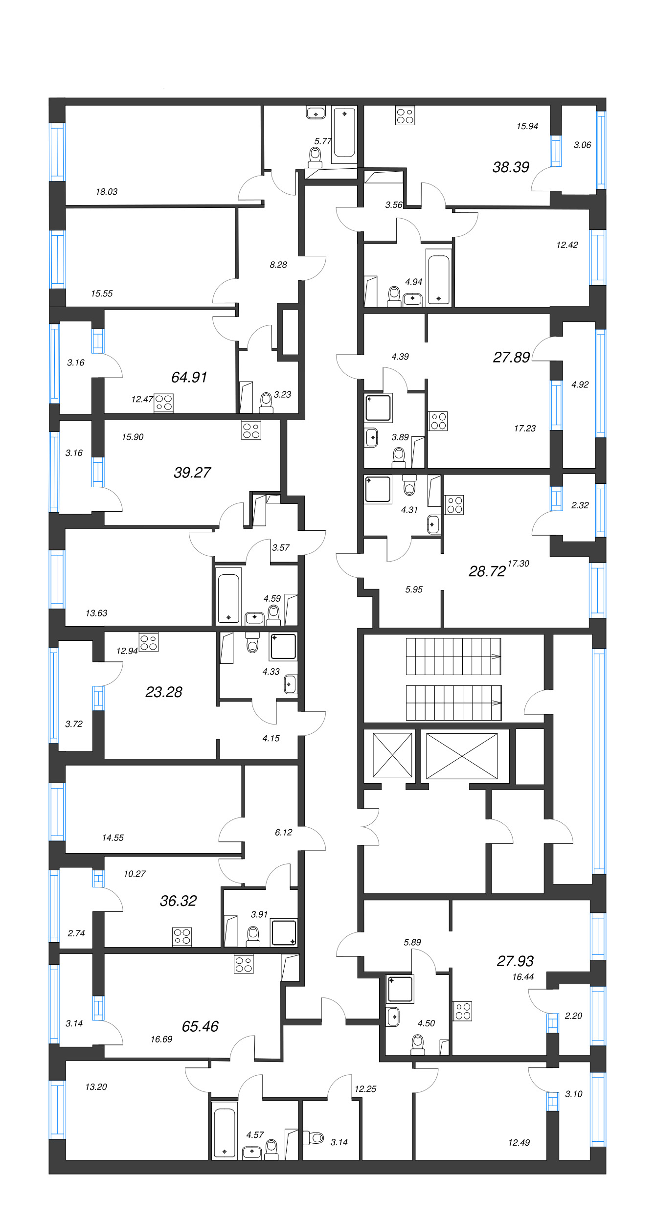 Квартира-студия, 27.89 м² в ЖК "Аквилон Leaves" - планировка этажа