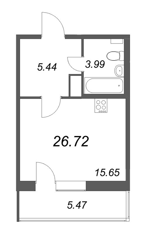 Квартира-студия, 26.72 м² в ЖК "Аквилон All in 3.0" - планировка, фото №1