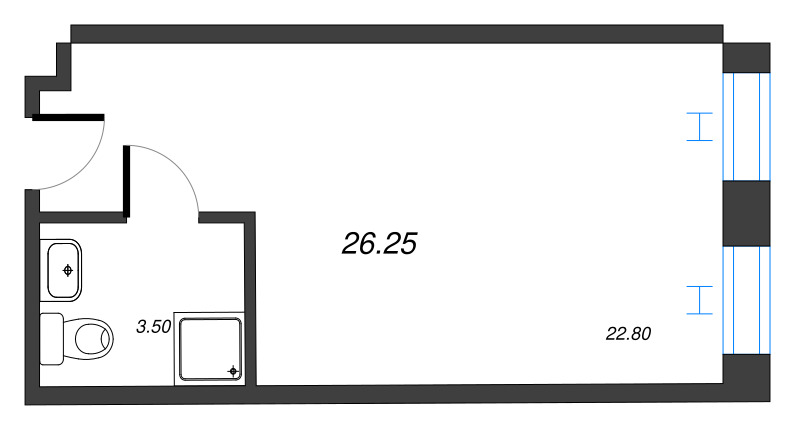 Квартира-студия, 26.68 м² в ЖК "We'll" - планировка, фото №1