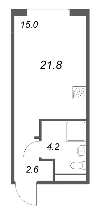 Квартира-студия, 21.8 м² в ЖК "Пулково Lake" - планировка, фото №1