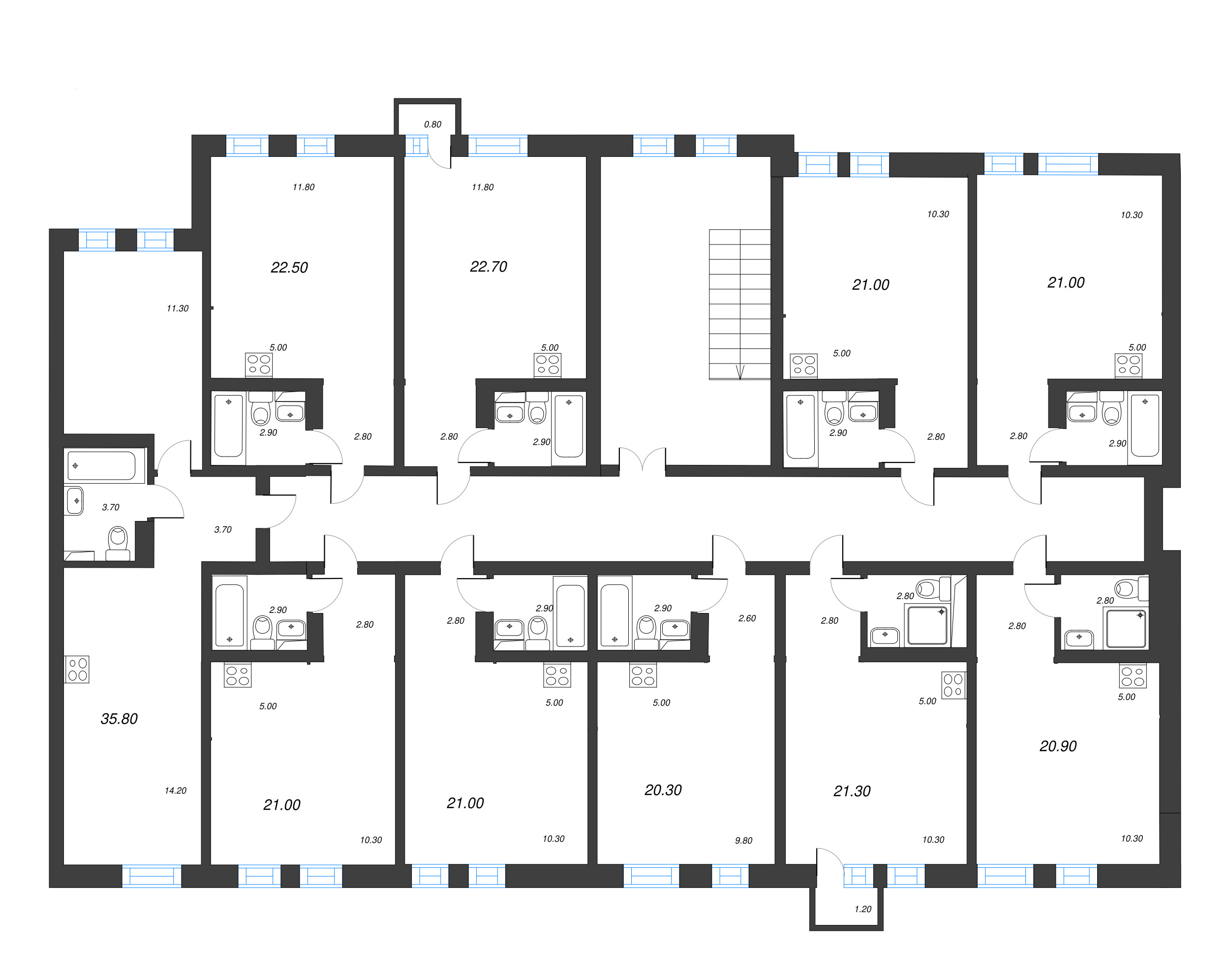 Квартира-студия, 20.3 м² в ЖК "ЭКО Квартал NEGA" - планировка этажа