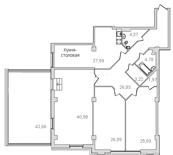 4-комнатная (Евро) квартира, 160.3 м² - планировка, фото №1