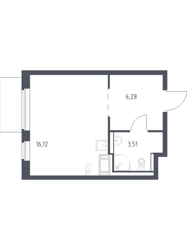 Квартира-студия, 25.91 м² - планировка, фото №1