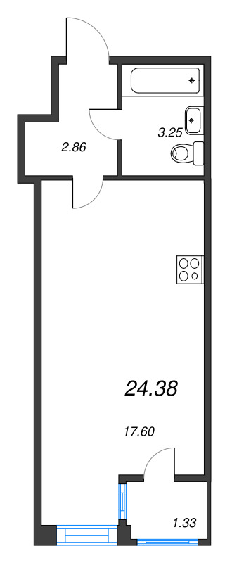 Квартира-студия, 23.8 м² в ЖК "FoRest Аквилон" - планировка, фото №1