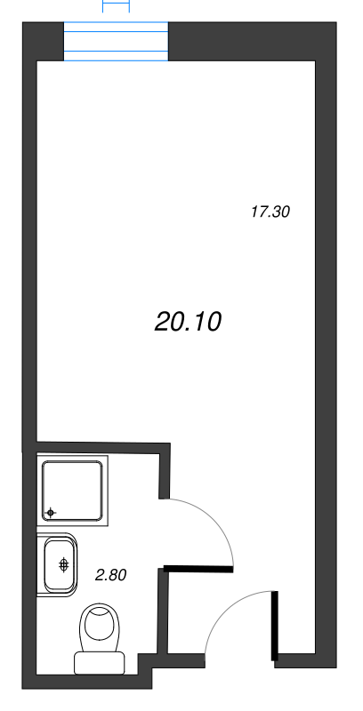 Квартира-студия, 20.21 м² - планировка, фото №1
