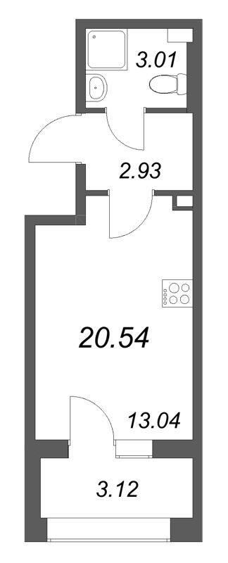 Квартира-студия, 20.54 м² в ЖК "Аурум" - планировка, фото №1
