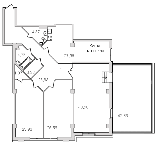 4-комнатная (Евро) квартира, 160 м² - планировка, фото №1