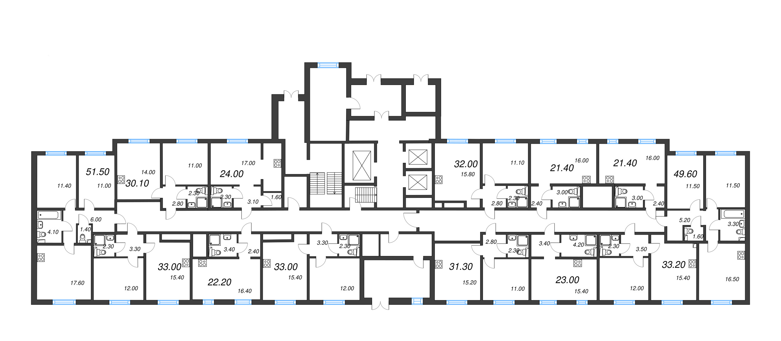 Квартира-студия, 21.4 м² в ЖК "ЛСР. Ржевский парк" - планировка этажа