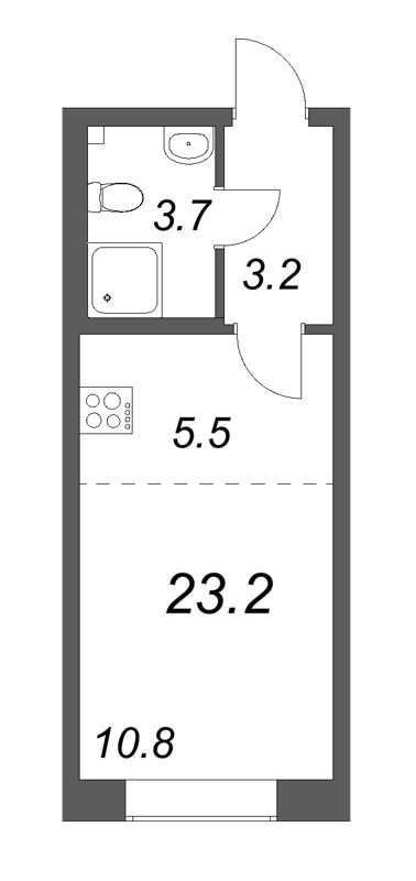 Квартира-студия, 23.2 м² - планировка, фото №1