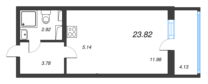Квартира-студия, 23.82 м² в ЖК "Любоград" - планировка, фото №1