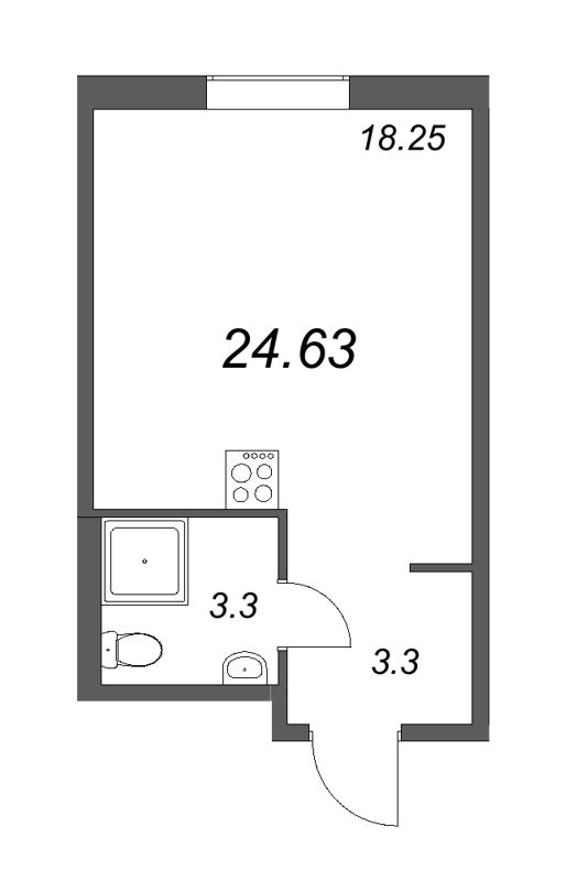 Квартира-студия, 24.63 м² в ЖК "Новые горизонты" - планировка, фото №1