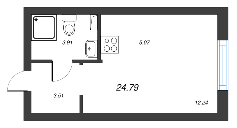 Квартира-студия, 24.79 м² в ЖК "Кронфорт. Центральный" - планировка, фото №1