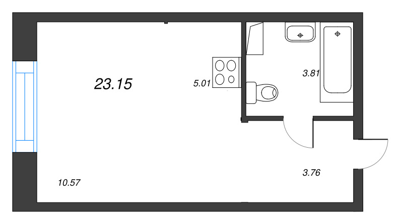 Квартира-студия, 23.15 м² в ЖК "Остров Первых" - планировка, фото №1