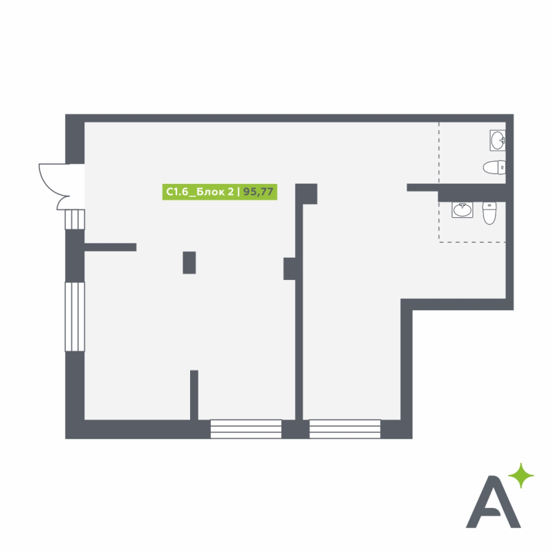 Помещение, 95.77 м² в ЖК "Аквилон Verba" - планировка, фото №1