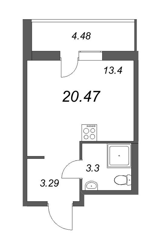 Квартира-студия, 26.49 м² в ЖК "Новые горизонты" - планировка, фото №1