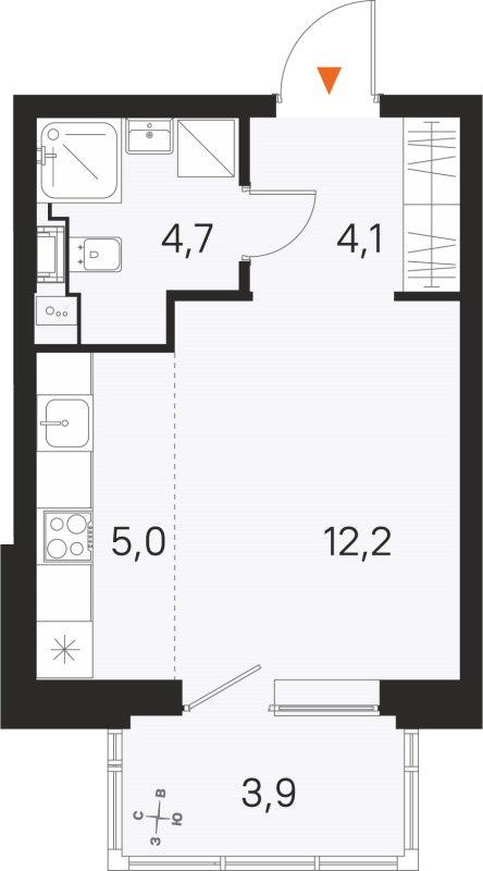 Квартира-студия, 26 м² в ЖК "М36" - планировка, фото №1