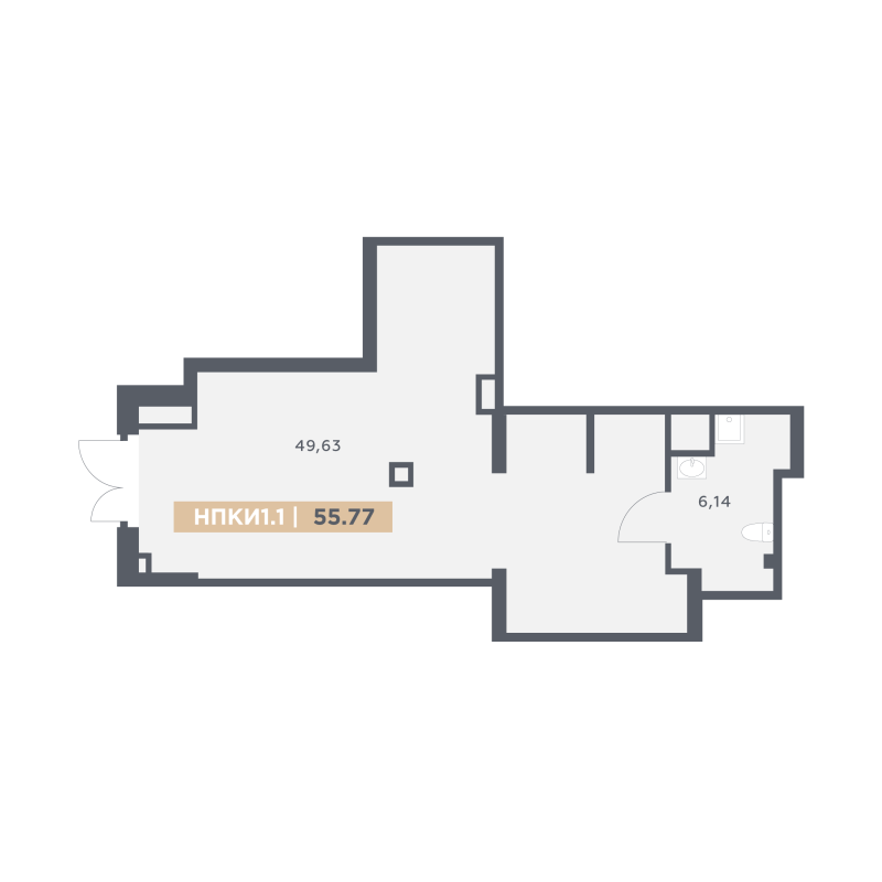 Помещение, 55.77 м² в ЖК "ОРО от Аквилон" - планировка, фото №1