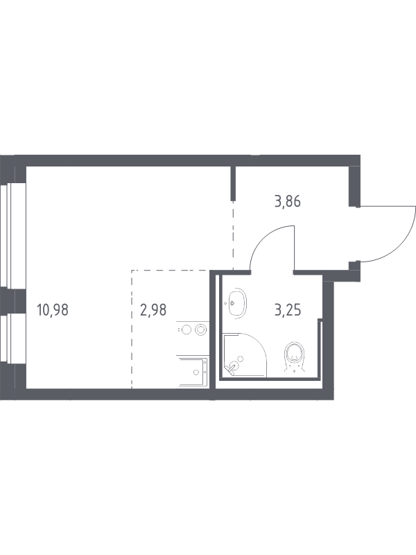 Квартира-студия, 21.07 м² - планировка, фото №1