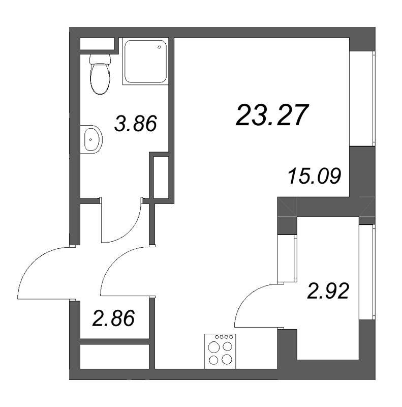 Квартира-студия, 23.27 м² в ЖК "Гранат" - планировка, фото №1