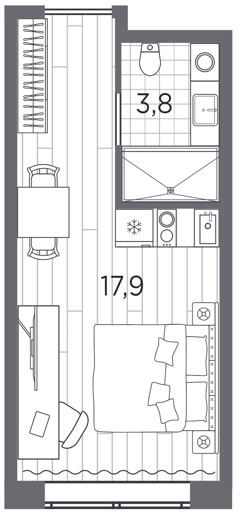 Квартира-студия, 21.7 м² в ЖК "Industrial Avenir" - планировка, фото №1