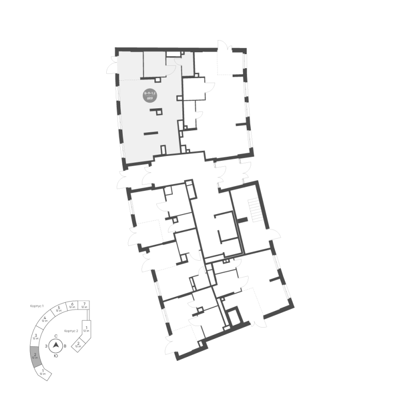 Помещение, 69.9 м² в ЖК "Ягодное Река Парк" - планировка, фото №1