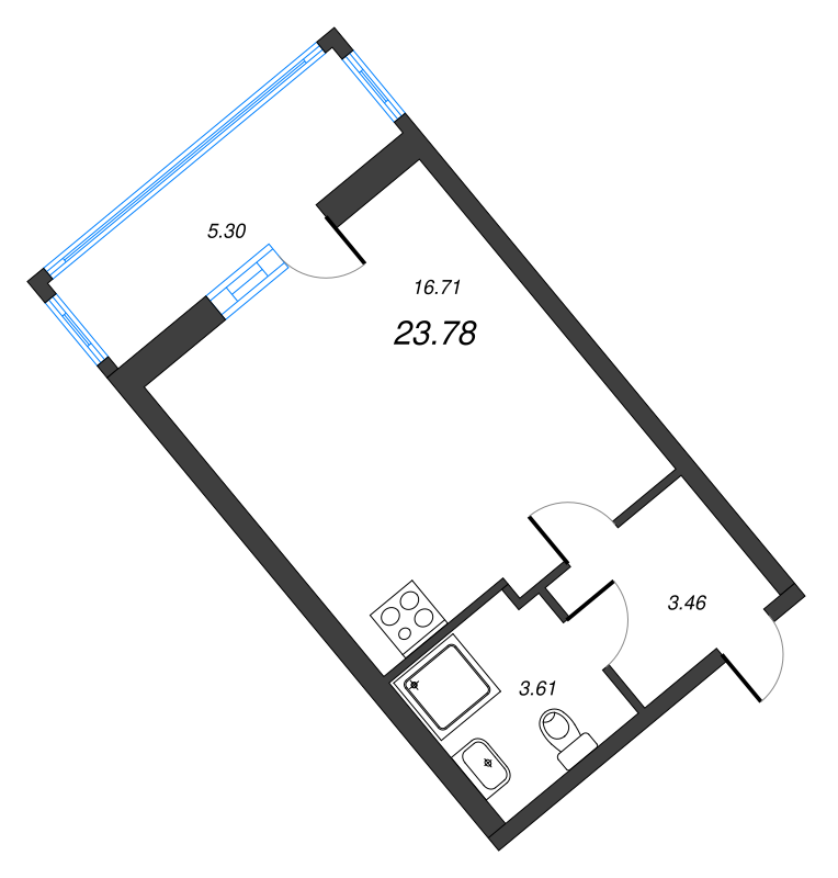 Квартира-студия, 23.78 м² в ЖК "Полис ЛАВрики" - планировка, фото №1