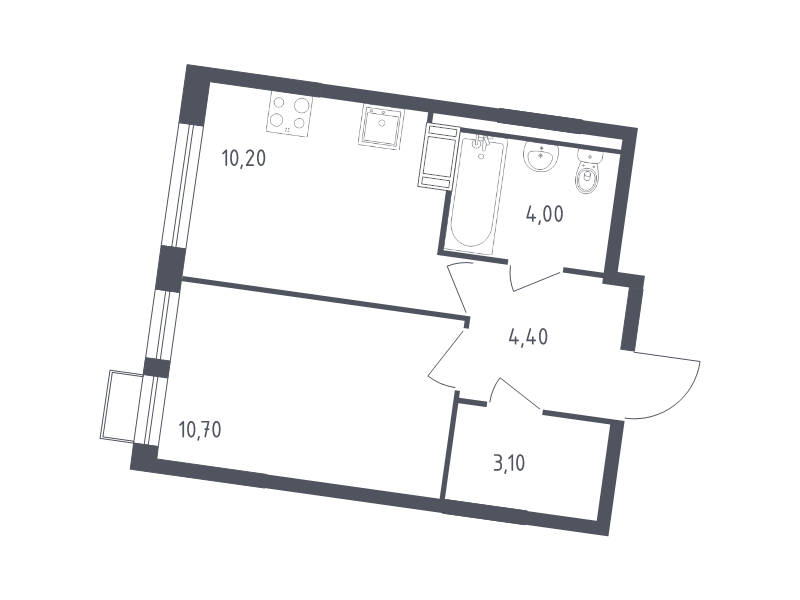 1-комнатная квартира, 32.4 м² в ЖК "Курортный Квартал" - планировка, фото №1