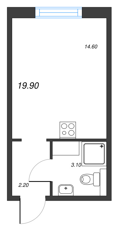 Квартира-студия, 19.9 м² - планировка, фото №1