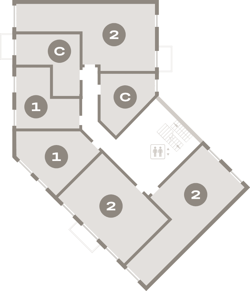 1-комнатная квартира, 37.2 м² - планировка этажа