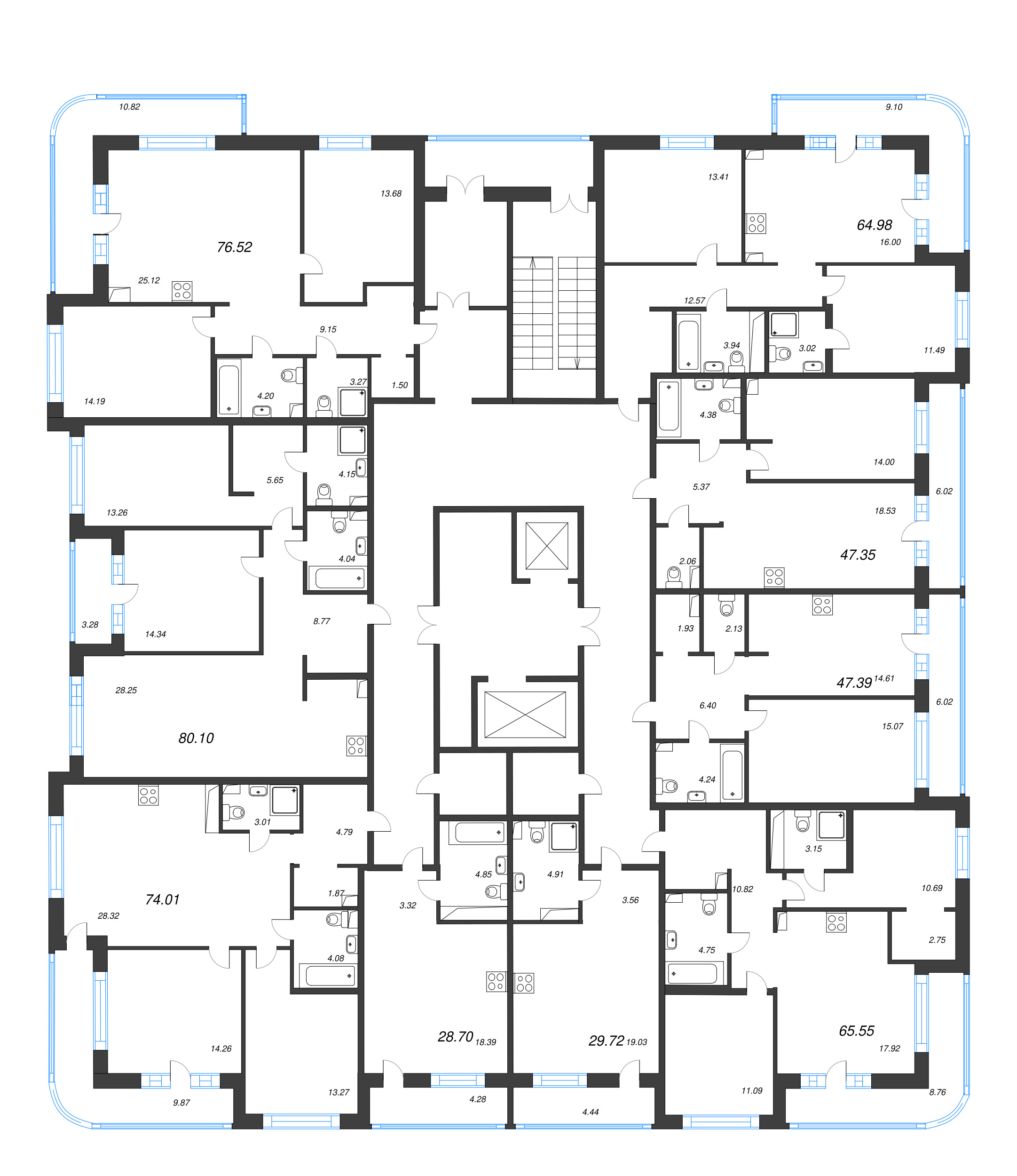 Квартира-студия, 28.7 м² в ЖК "Энфилд" - планировка этажа