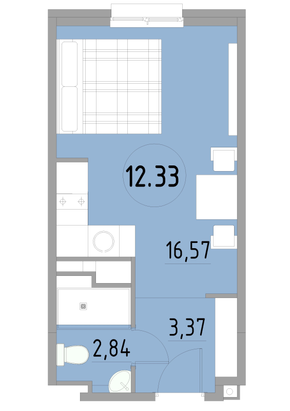 Квартира-студия, 22.9 м² - планировка, фото №1