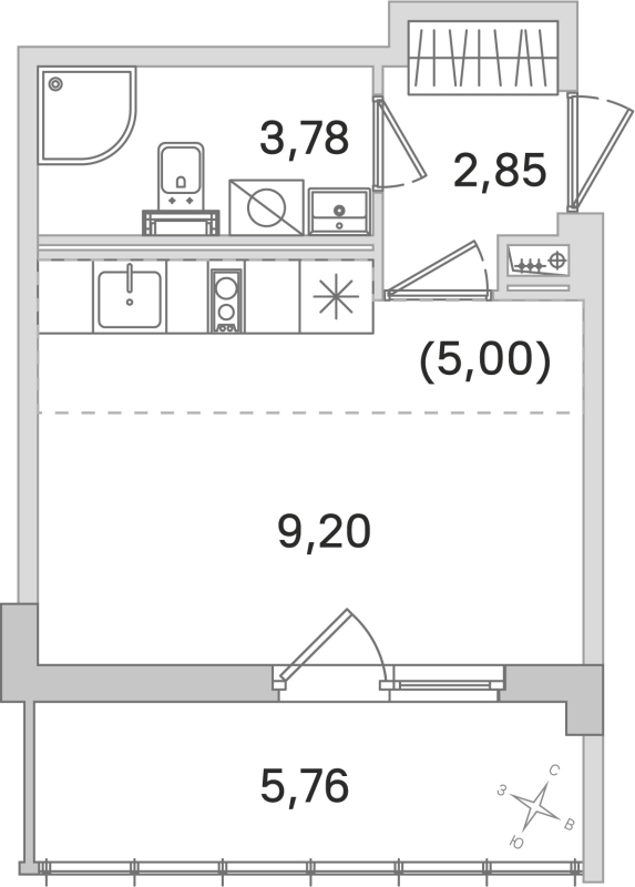 Квартира-студия, 20.83 м² в ЖК "Любоград" - планировка, фото №1