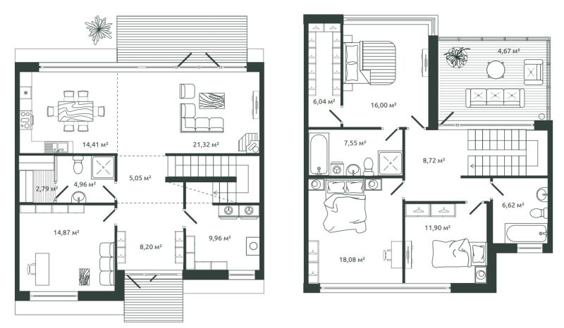 5-комнатная (Евро) квартира, 161.14 м² в ЖК "Моменты.Repino" - планировка, фото №1