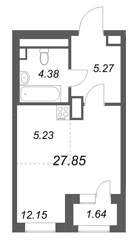 Квартира-студия, 27.85 м² в ЖК "Аквилон Солар" - планировка, фото №1