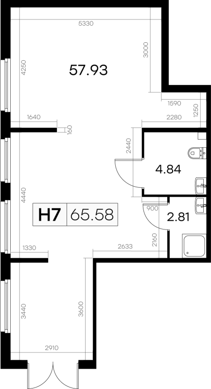 Помещение, 65.58 м² в ЖК "GloraX Парголово" - планировка, фото №1