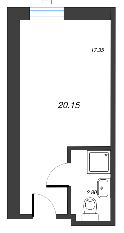 Квартира-студия, 20.39 м² - планировка, фото №1