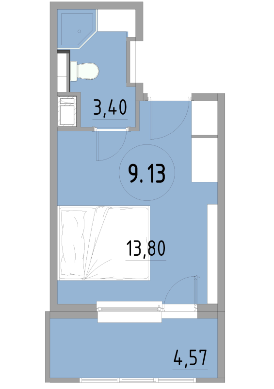 Квартира-студия, 21.9 м² в ЖК "Cosmos Smart Yuzhny" - планировка, фото №1
