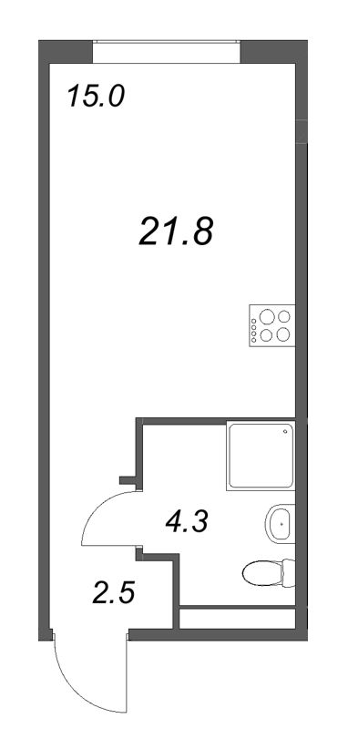 Квартира-студия, 21.8 м² в ЖК "Пулково Лейк" - планировка, фото №1