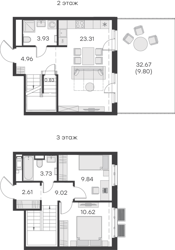 3-комнатная (Евро) квартира, 78.65 м² - планировка, фото №1