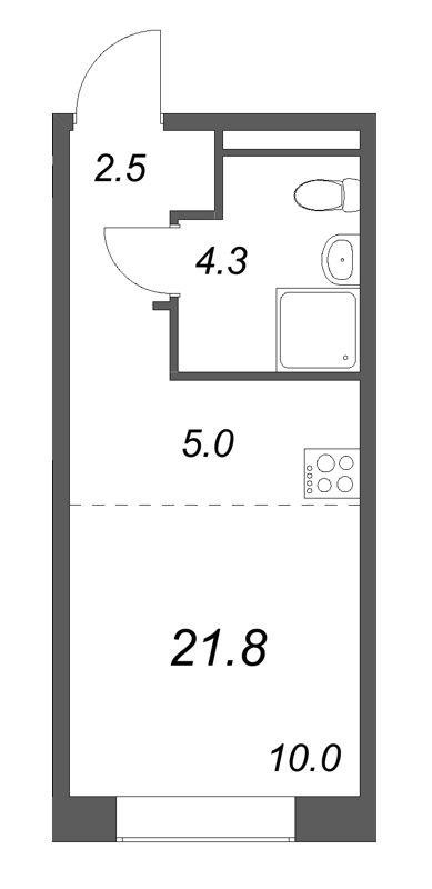 Квартира-студия, 21.8 м² в ЖК "Пулково Лейк" - планировка, фото №1