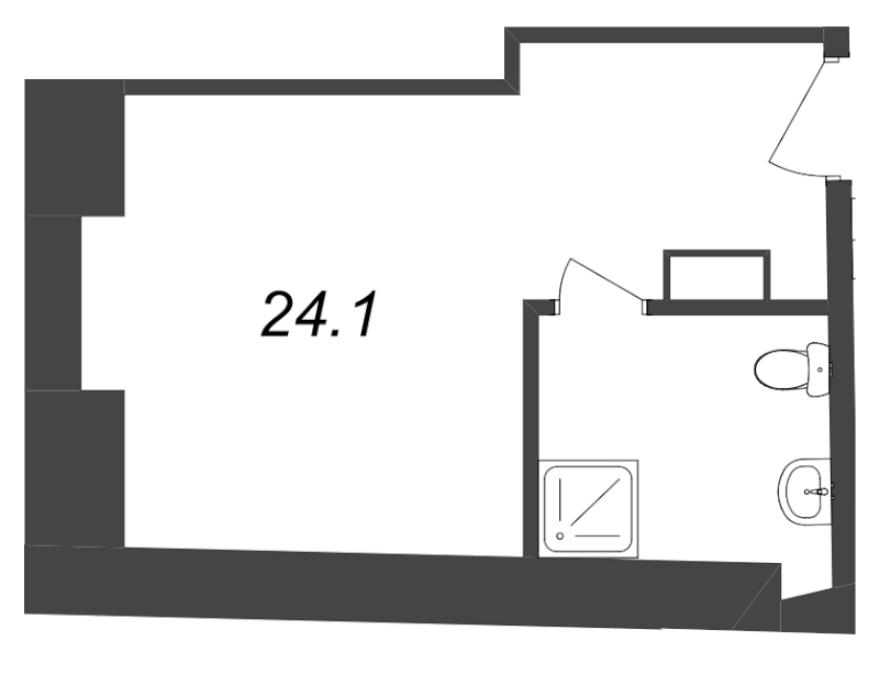 Квартира-студия, 24.1 м² в ЖК "Майков пер., 4А" - планировка, фото №1