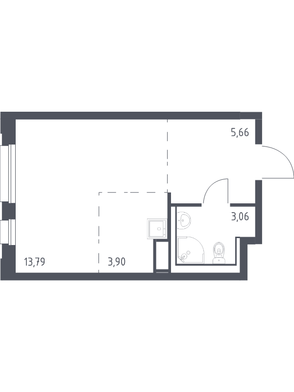 Квартира-студия, 26.41 м² в ЖК "Новые Лаврики" - планировка, фото №1