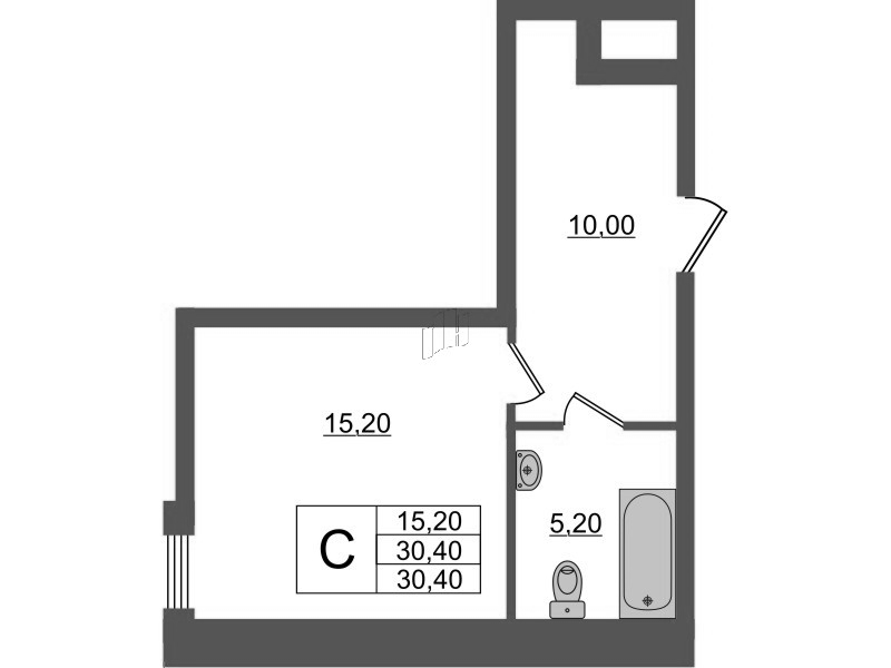 Квартира-студия, 30.4 м² в ЖК "PROMENADE" - планировка, фото №1